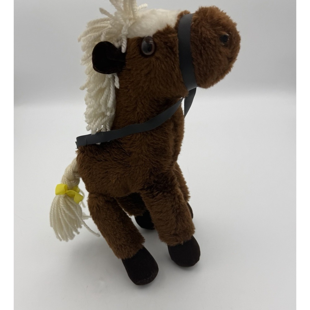 Vintage Russ Berrie Plush Horse Pony 9" Brown White Mane 1977 Korea Stuffed Toy